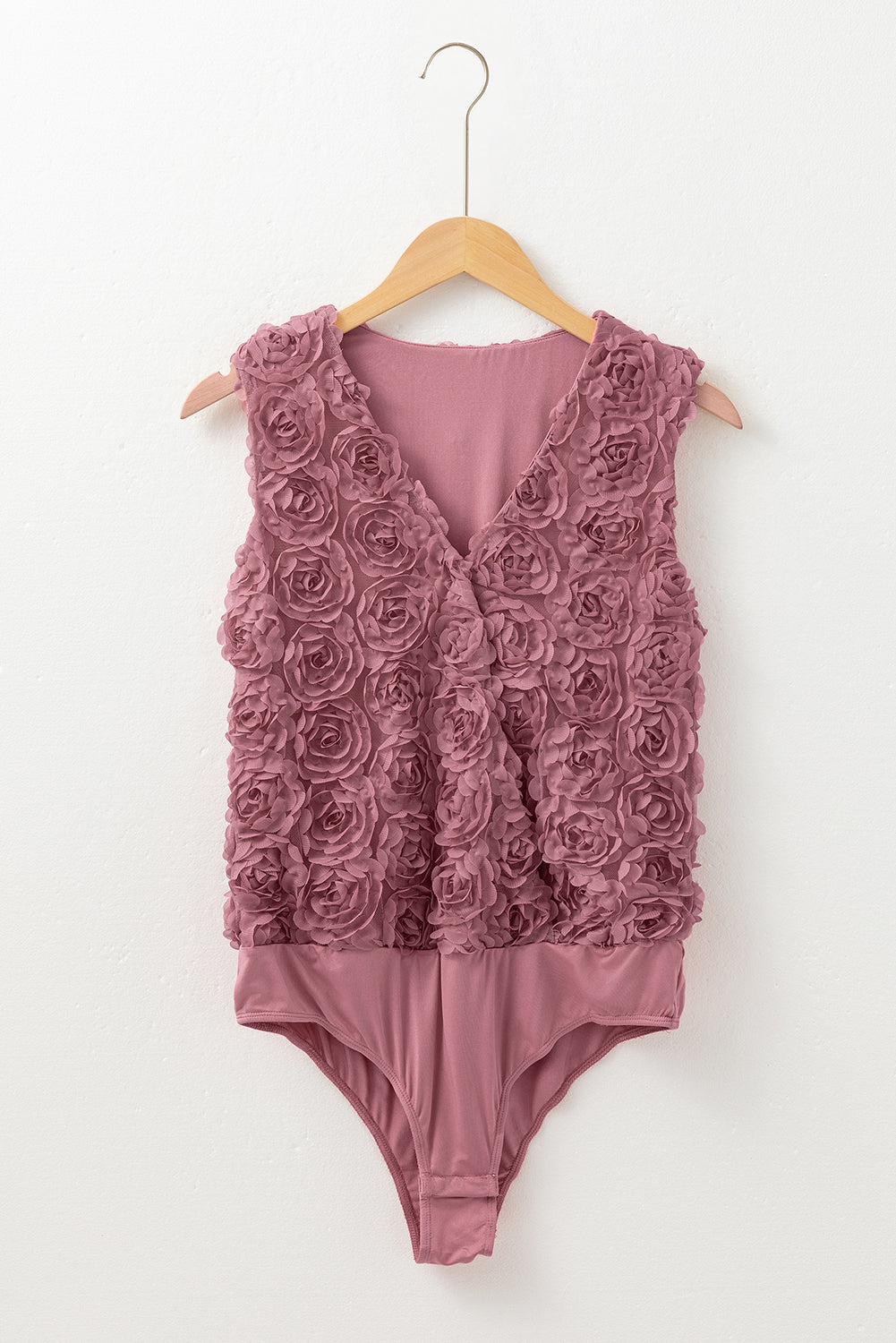Heather Floral Textured V Neck Wrapped Sleeveless Bodysuit eAura
