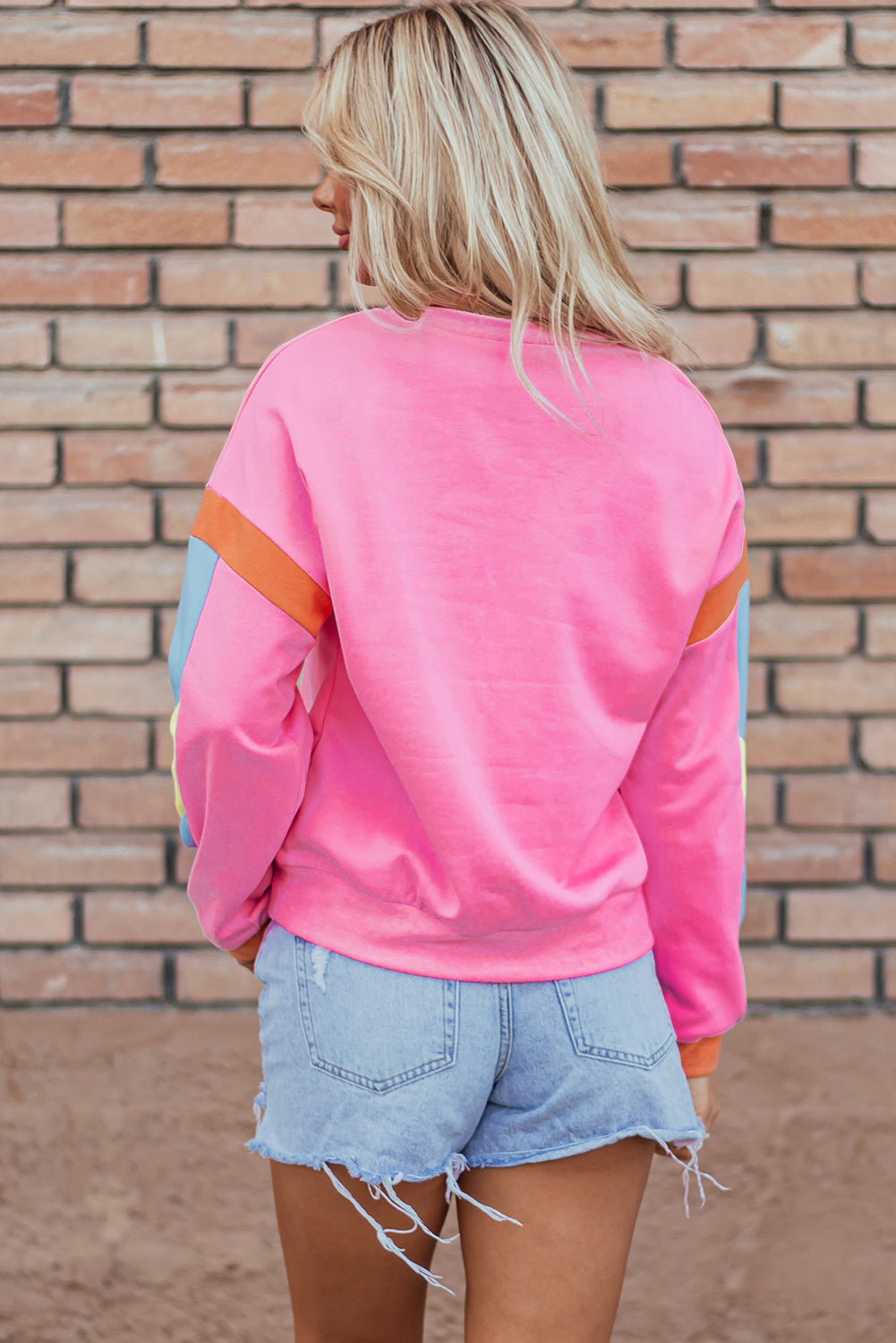 Pink Candy Colourblock French Terry Top eAura