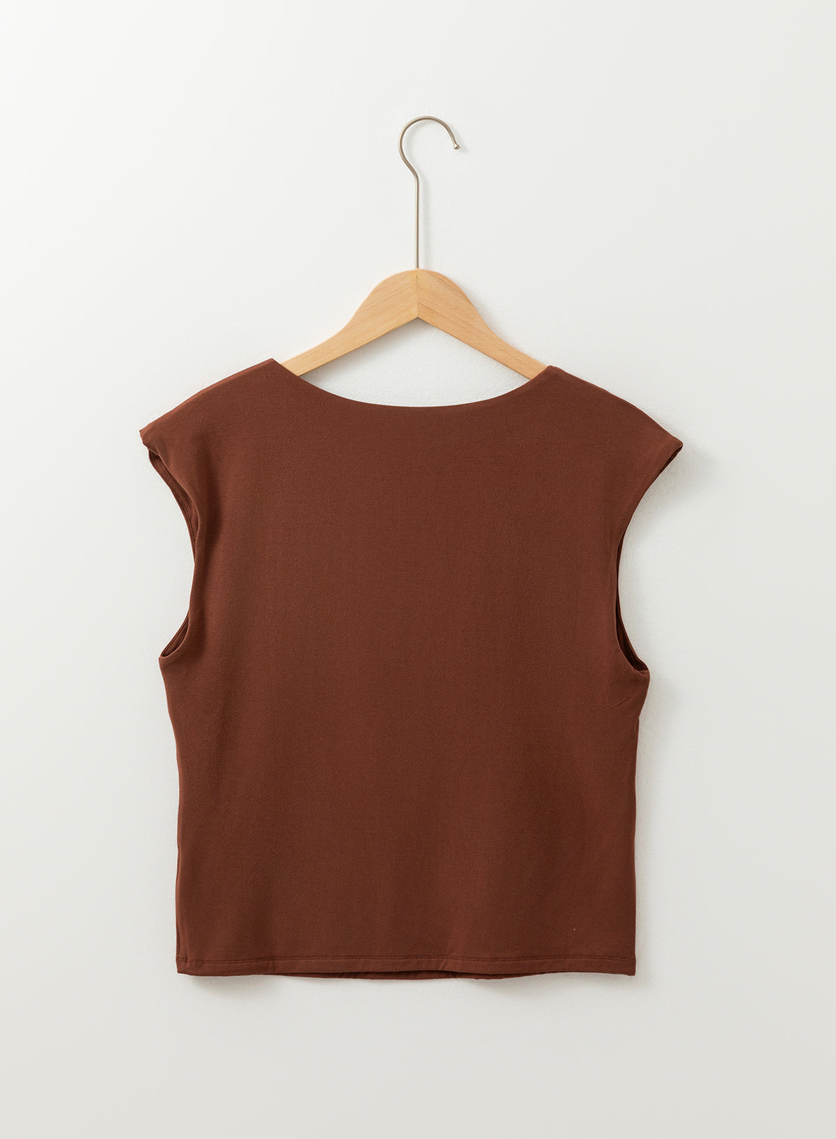 Coffee Solid Colour U Neck Slim Fit Tank Top eAura