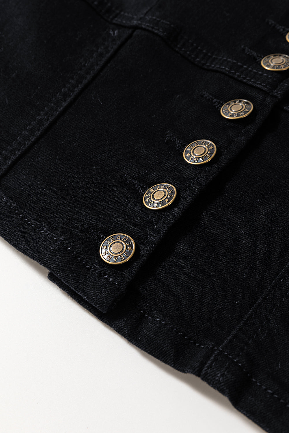 Black Acid Wash Buttoned Cropped Slim Denim Tank Top eAura