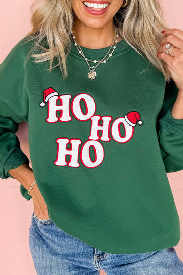 Embroidered Letter Graphic Christmas Sweatshirt - eAura