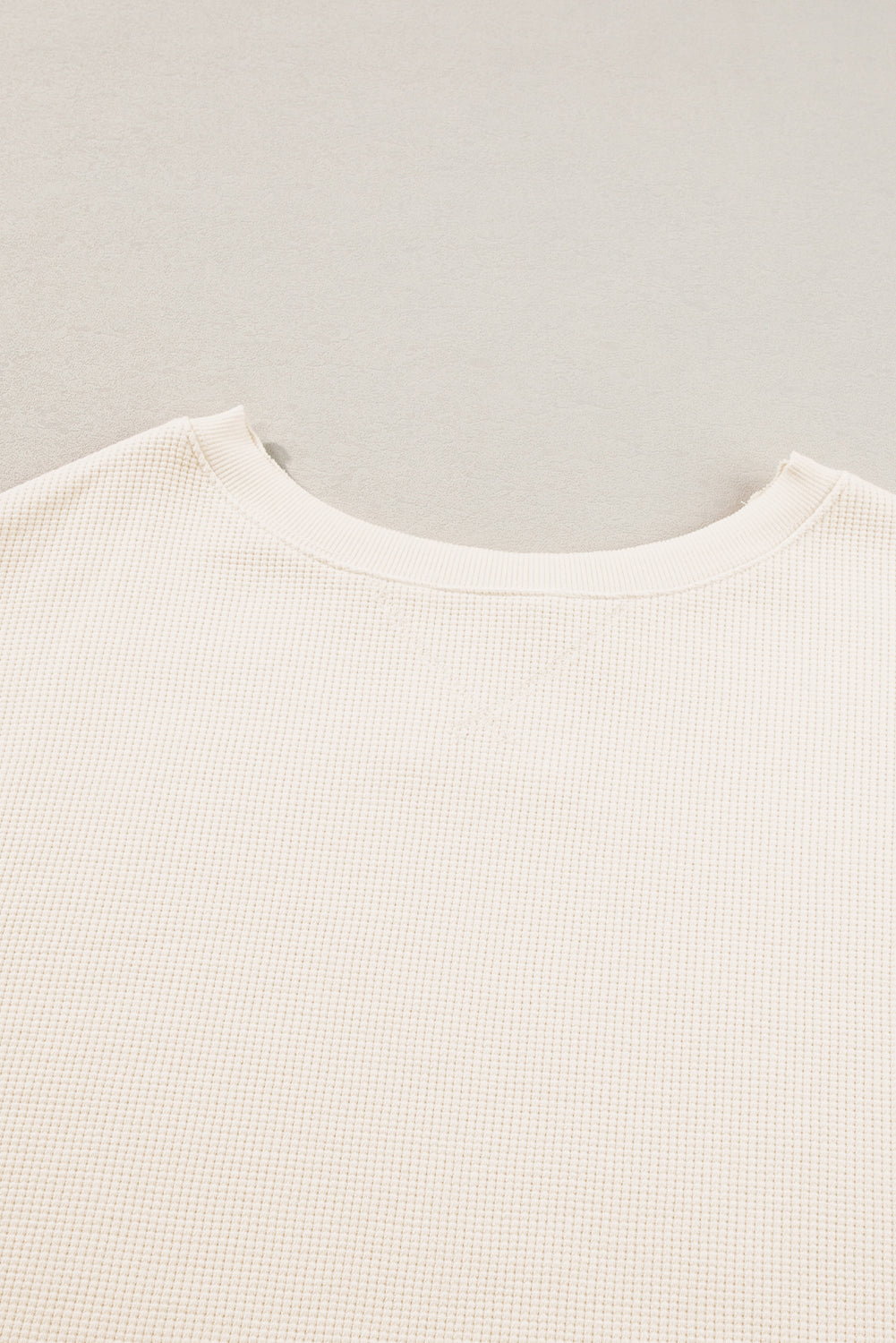 White Waffle knit Bishop Sleeve Split Oversized Top eAura