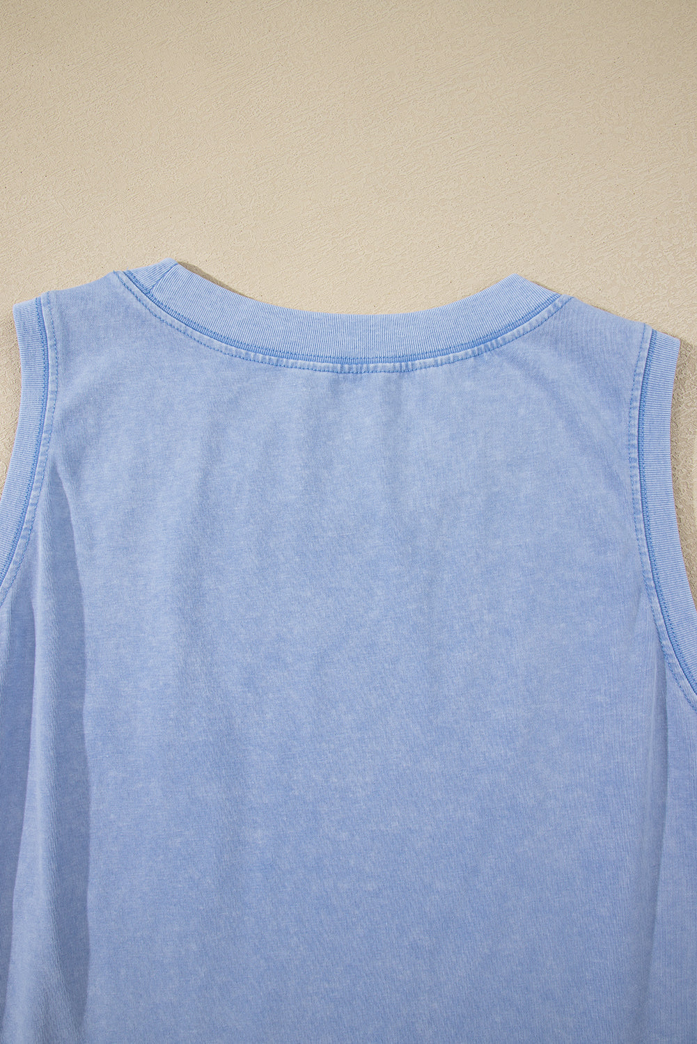 Beau Blue Mineral Wash Patched Chest Pocket Casual Tank Top eAura