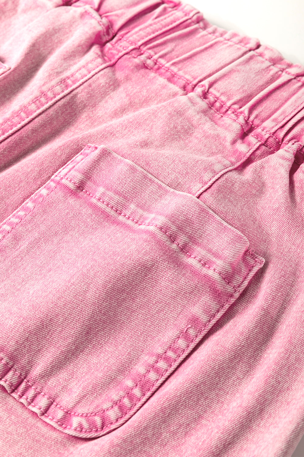 Strawberry Pink Elastic High Waisted Denim Shorts eAura