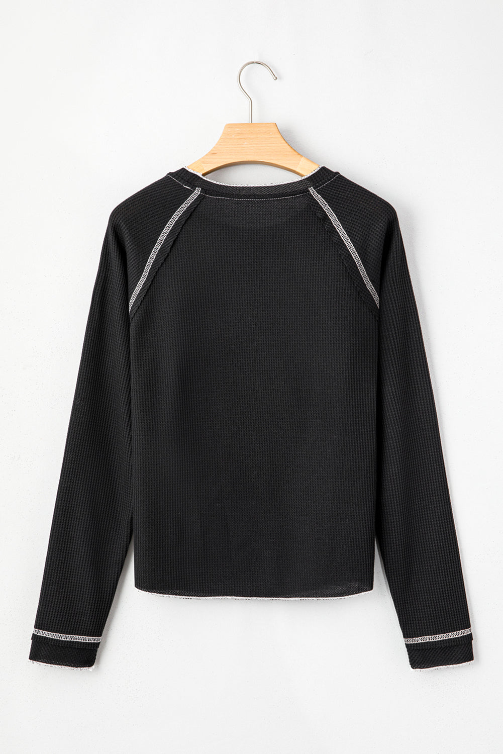 Black Textured Round Neck Long Sleeve Top eAura