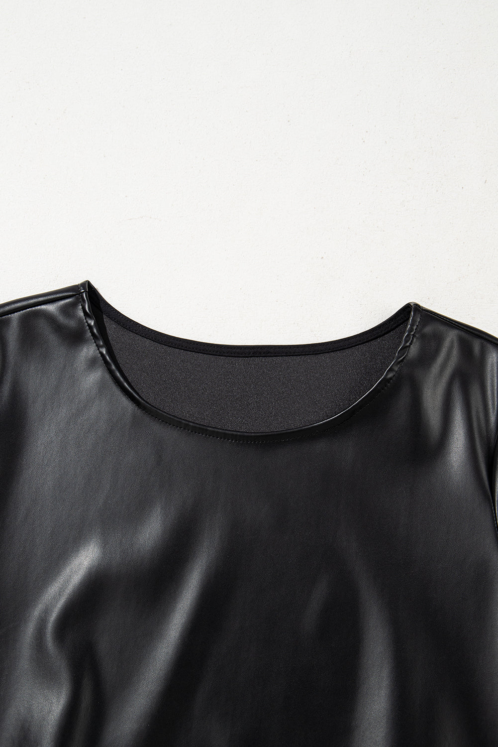 Black Faux Leather Loose T-shirt Dress eAura