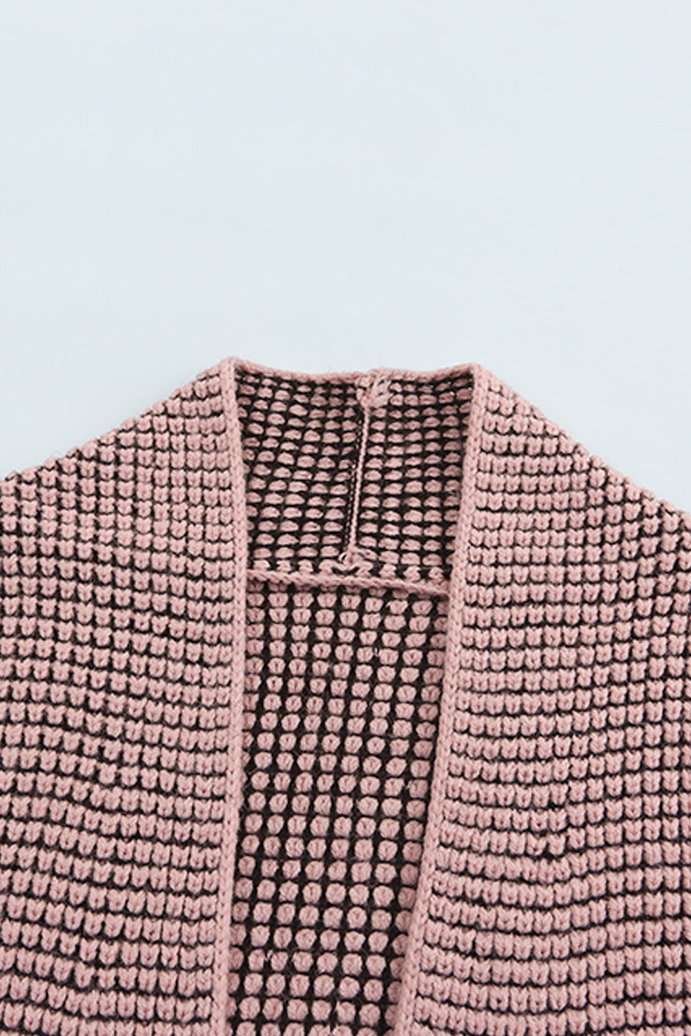 Apricot Plaid Knitted Long Open Front Cardigan eAura