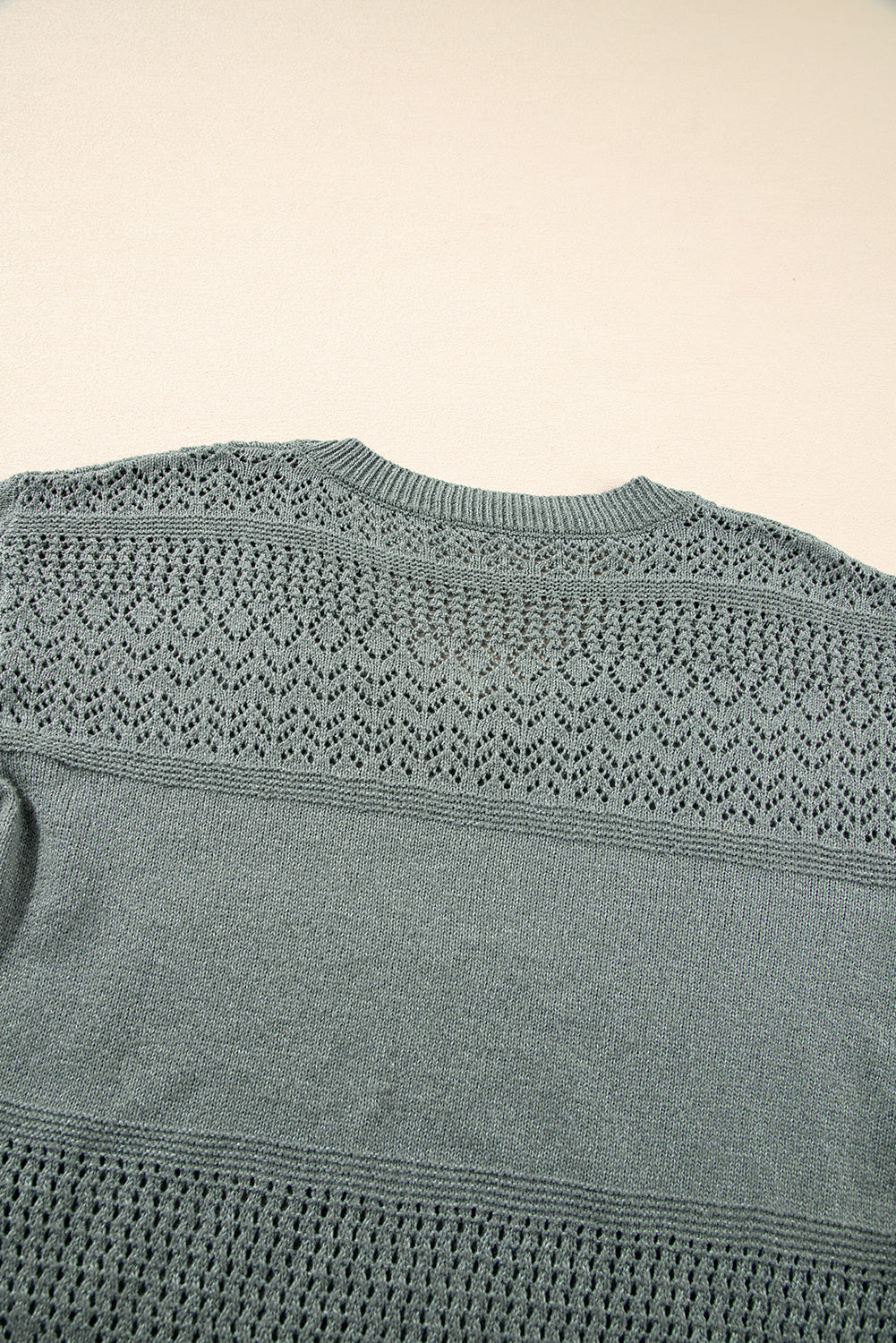 Black Eyelet Pattern Detail V Neck Drop Shoulder Sweater eAura