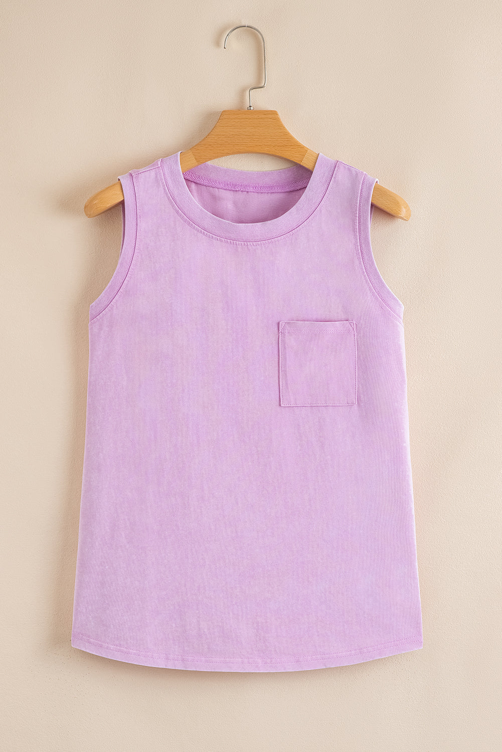Beau Blue Mineral Wash Patched Chest Pocket Casual Tank Top eAura