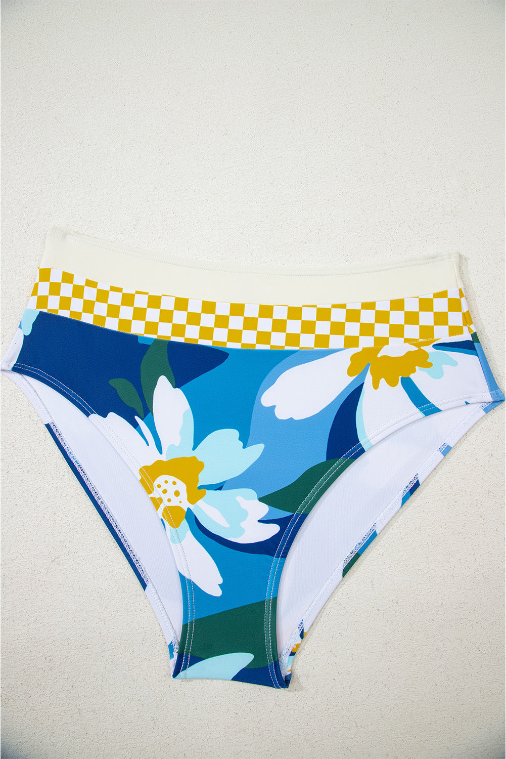 Blue Floral Print Racerback Cutout High Waist 2pcs Bikini eAura