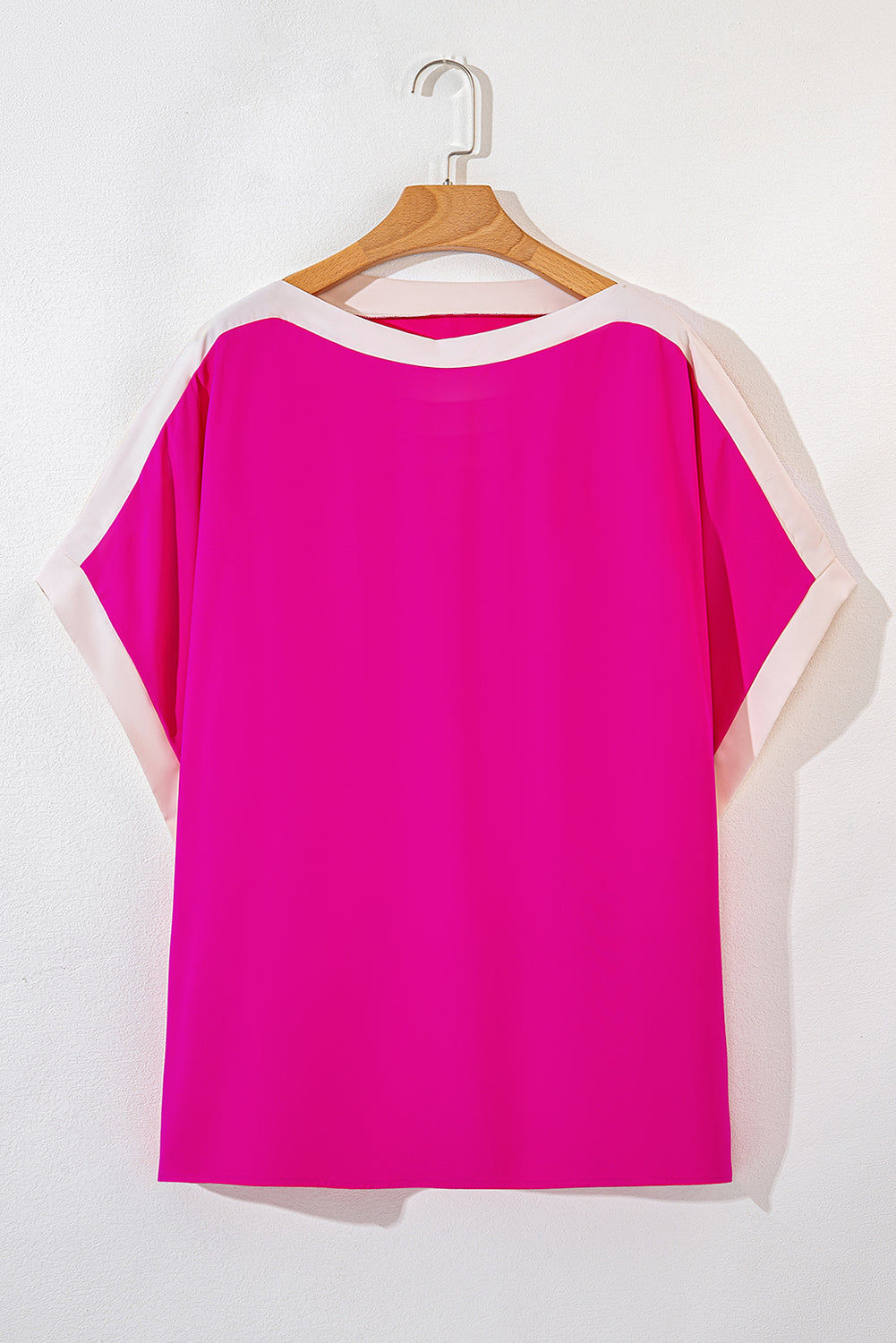 Rose Red Oversized Colour Block Boat Neck Tunic Blouse eAura