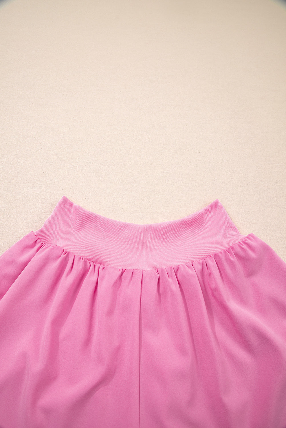 Bright Pink Crossed Waist Tiered Flowy Shorts eAura