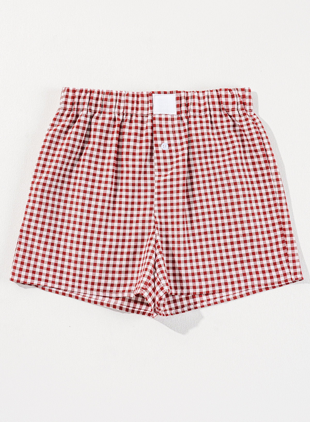 Red Plaid Gingham Printed High Waist Shorts eAura