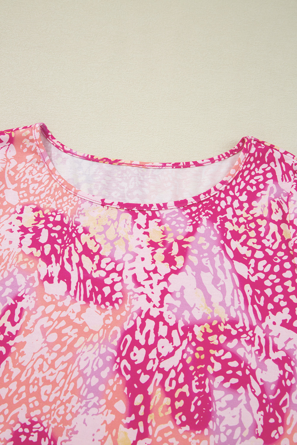 Rose Classic Leopard Print Handkerchief Hem Tunic Top eAura