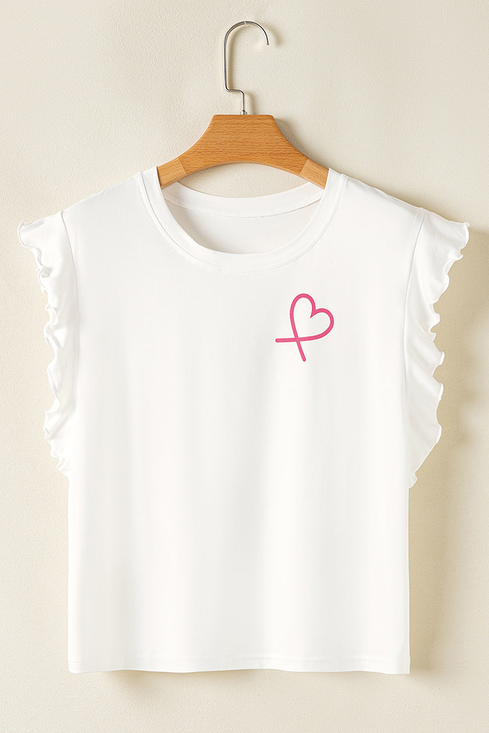 Pink Ruffled Tank Top And Heart Print Trousers Pyjamas eAura