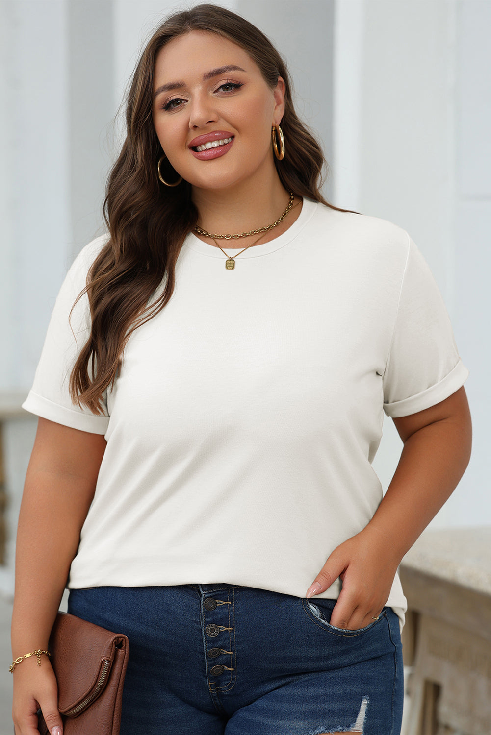 Casual Plain Crew Neck Tee T-Shirt Dear-Lover Dropshipping