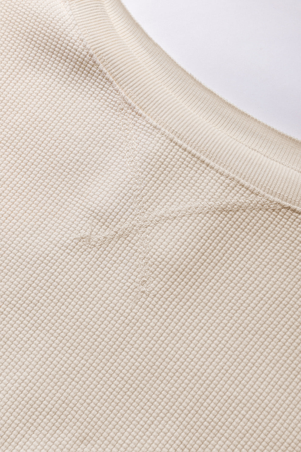 White Waffle knit Bishop Sleeve Split Oversized Top eAura