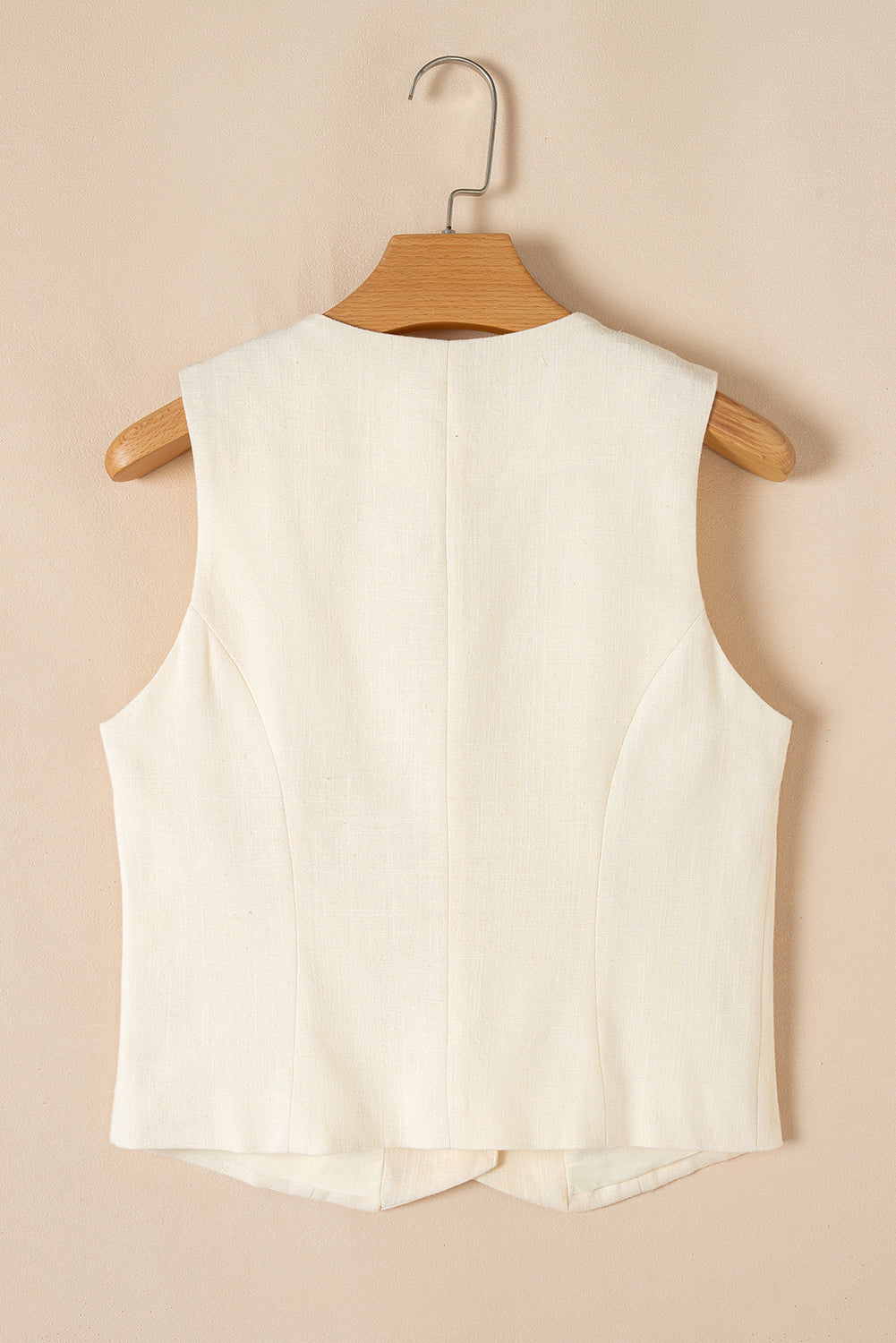 White Slim Fit Buttoned V Neck Vest eAura