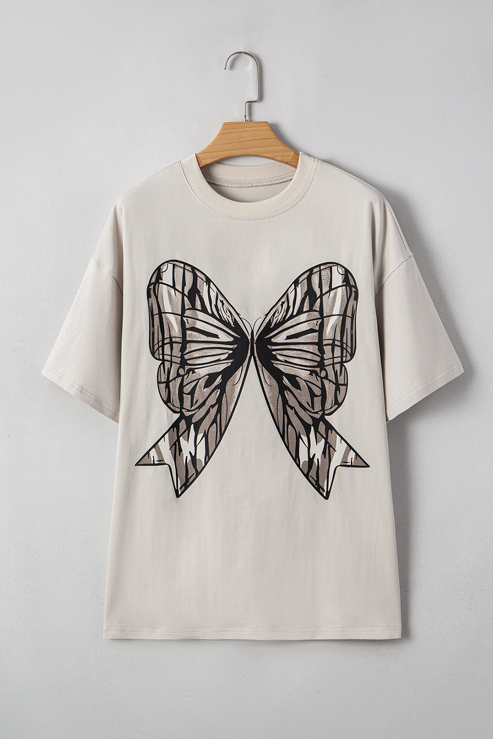 Casual Oversize Big Bow Printed Drop Shoulder Tunic Casual Tee eAura