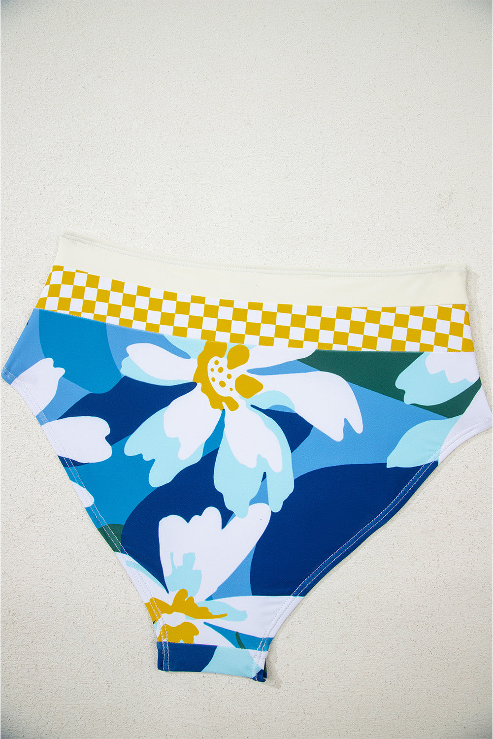 Blue Floral Print Racerback Cutout High Waist 2pcs Bikini eAura