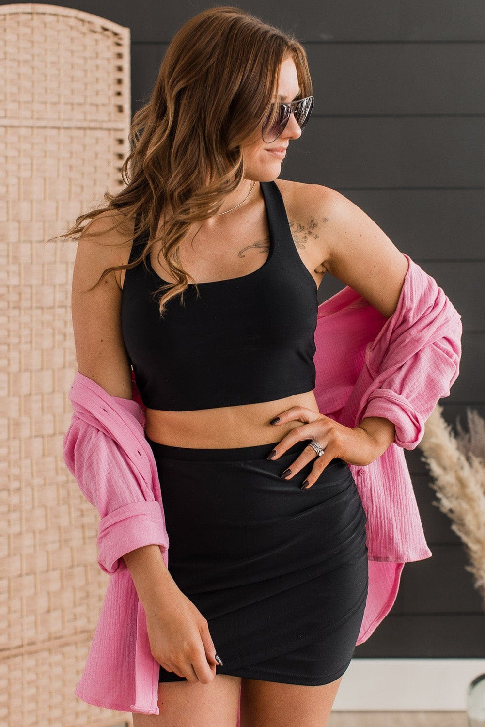 Black Crossover Bikini Tank and Skort Swimwear eAura