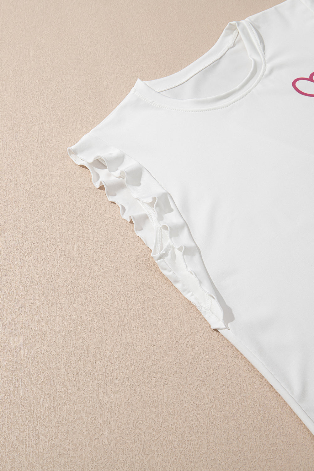 Pink Ruffled Tank Top And Heart Print Trousers Pyjamas eAura