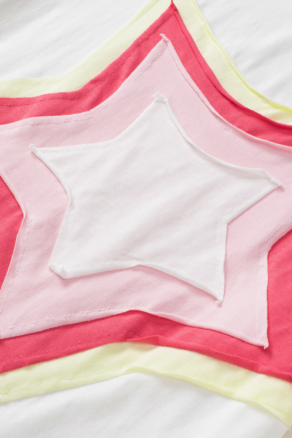 White Colourblock Star Patched Half Sleeve Oversized Tee eAura