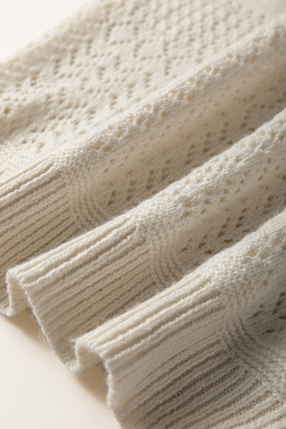 Black Eyelet Pattern Detail V Neck Drop Shoulder Sweater eAura