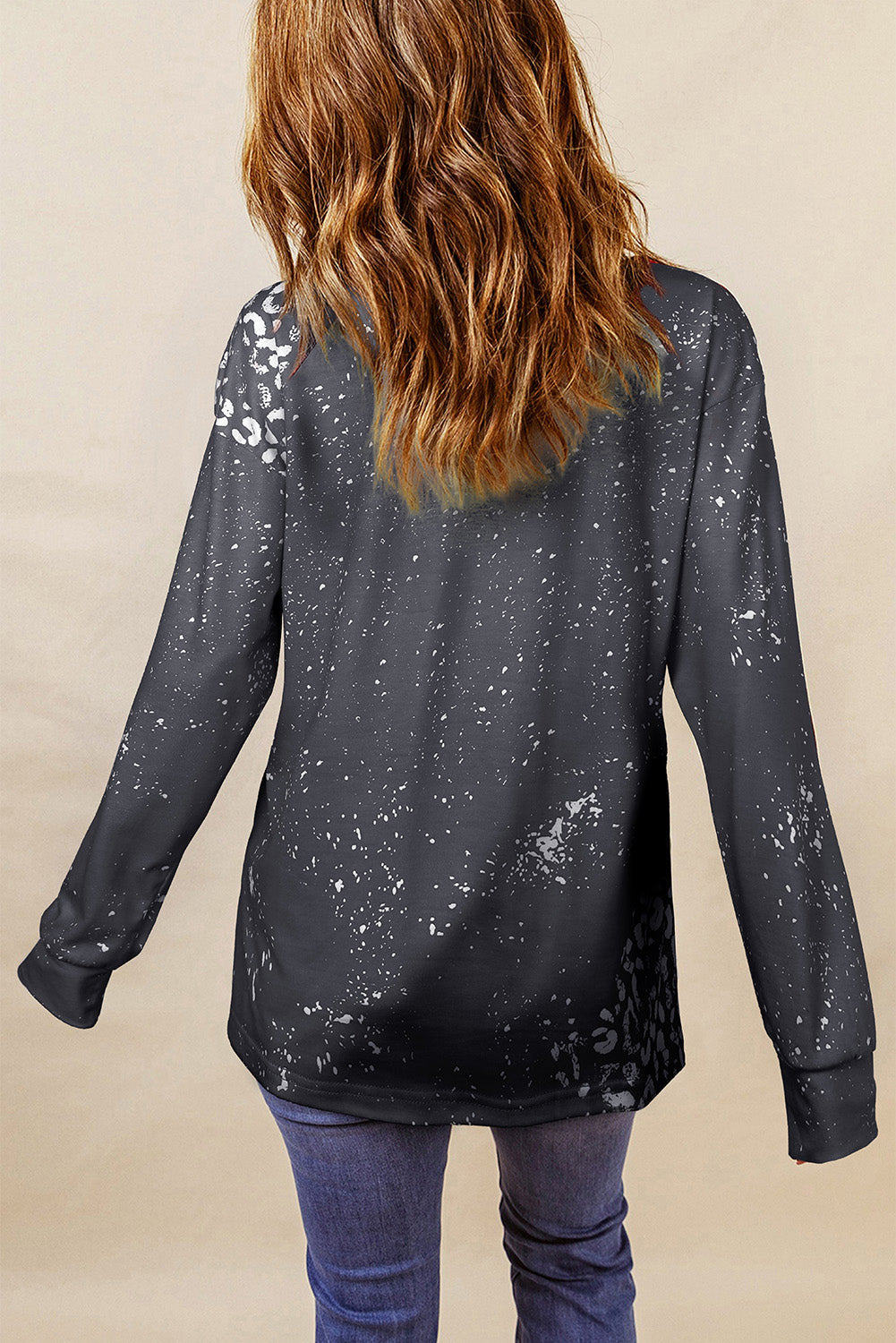 Black Retro Bleached Leopard Spot Pullover eAura