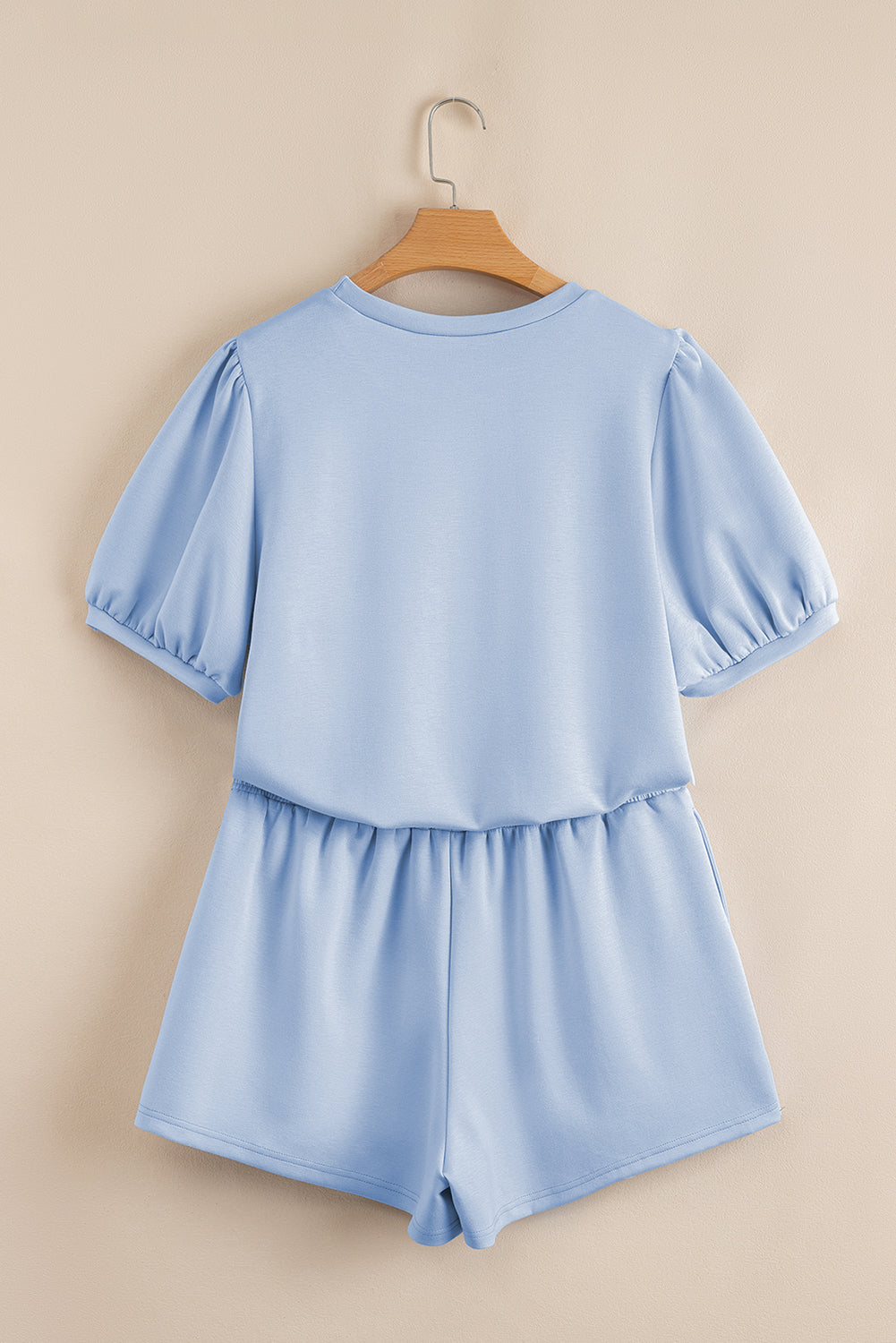Puff Sleeve Pearl Embellished Scallop Trim Top 2 Piece Skort Co-ord Set eAura