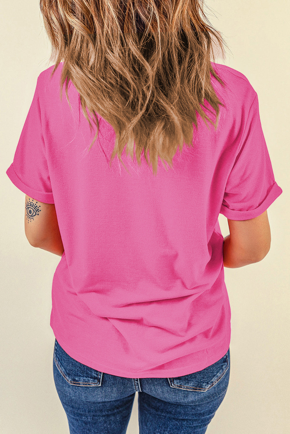 Bright Casual Plain Crew Neck Tee eAura