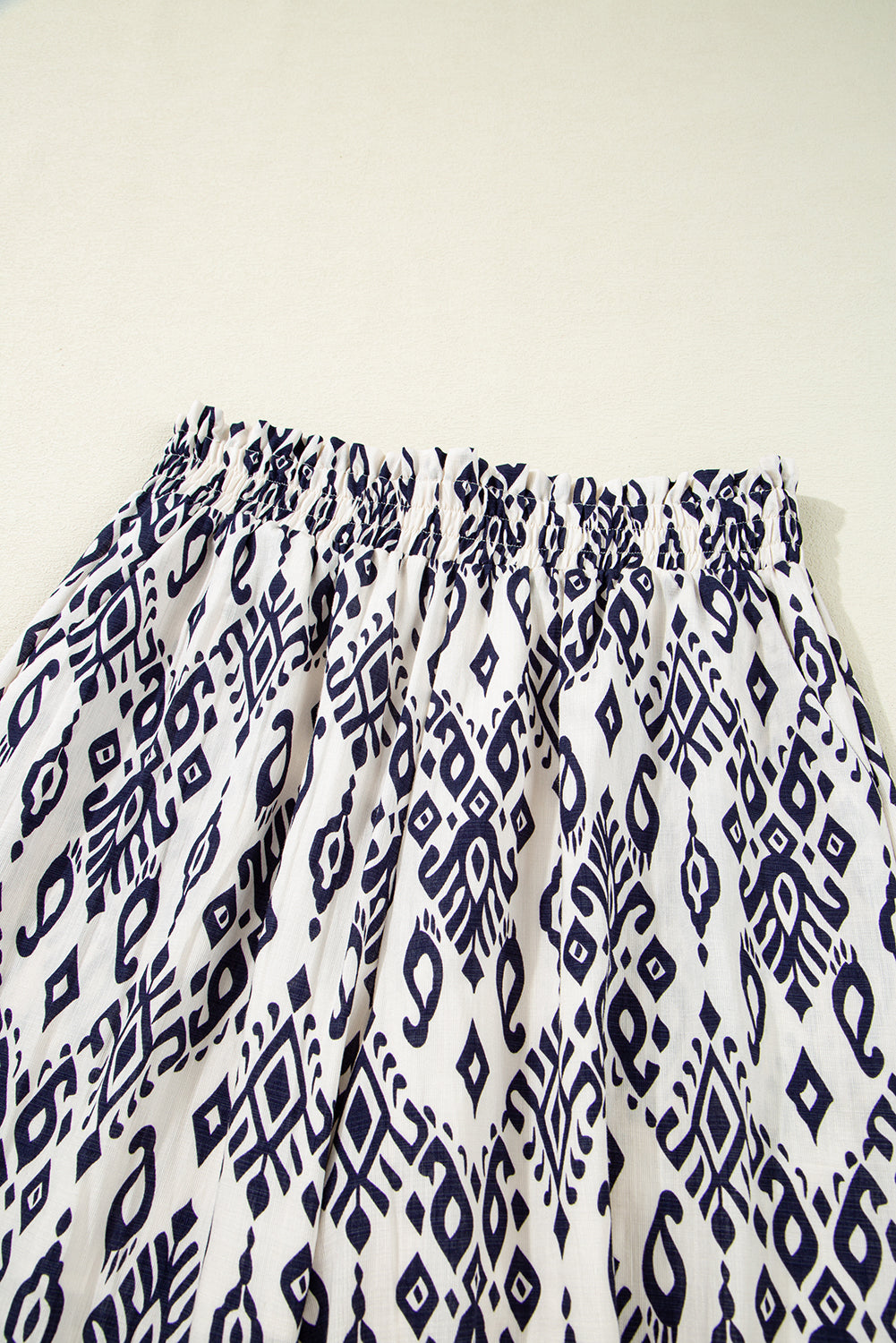 Blue Boho Pattern Print High Waist Wide Leg Loose Trousers eAura