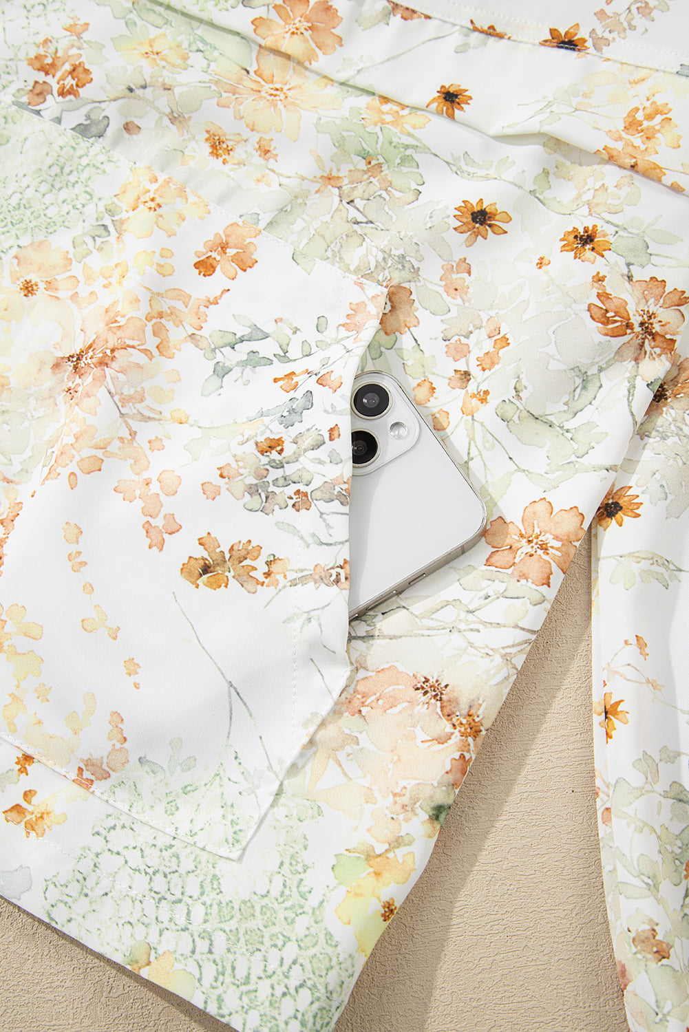 Yellow Floral Print Half Zip Hooded Long Sleeve Top - eAura