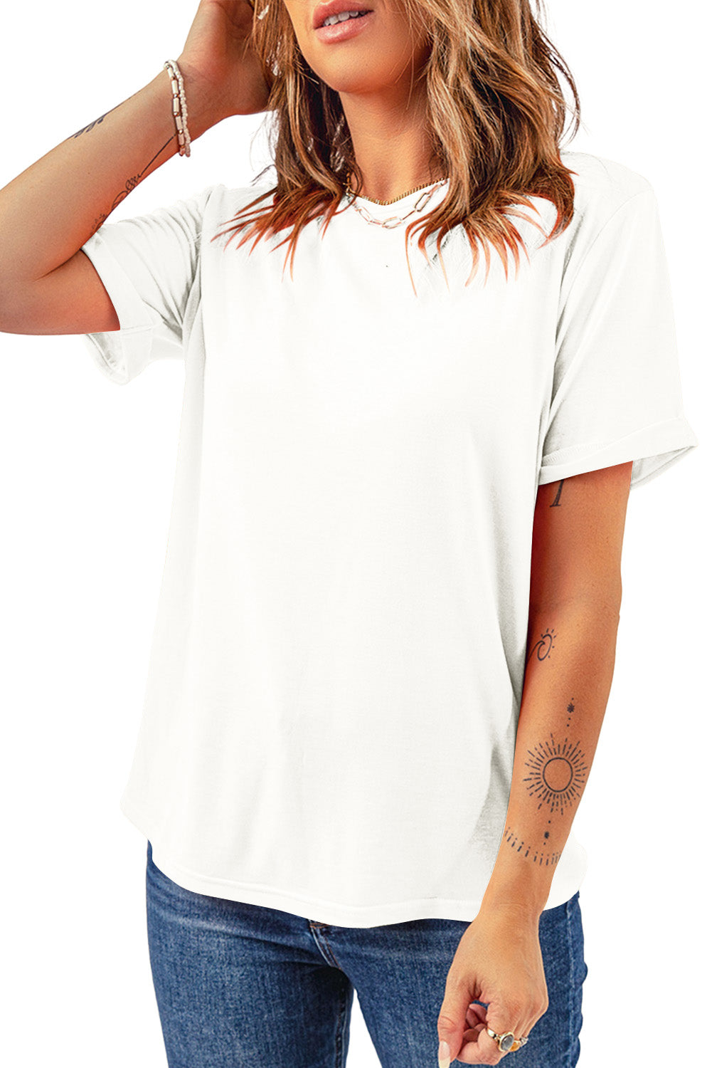 Casual Plain Crew Neck Tee T-Shirt Dear-Lover Dropshipping