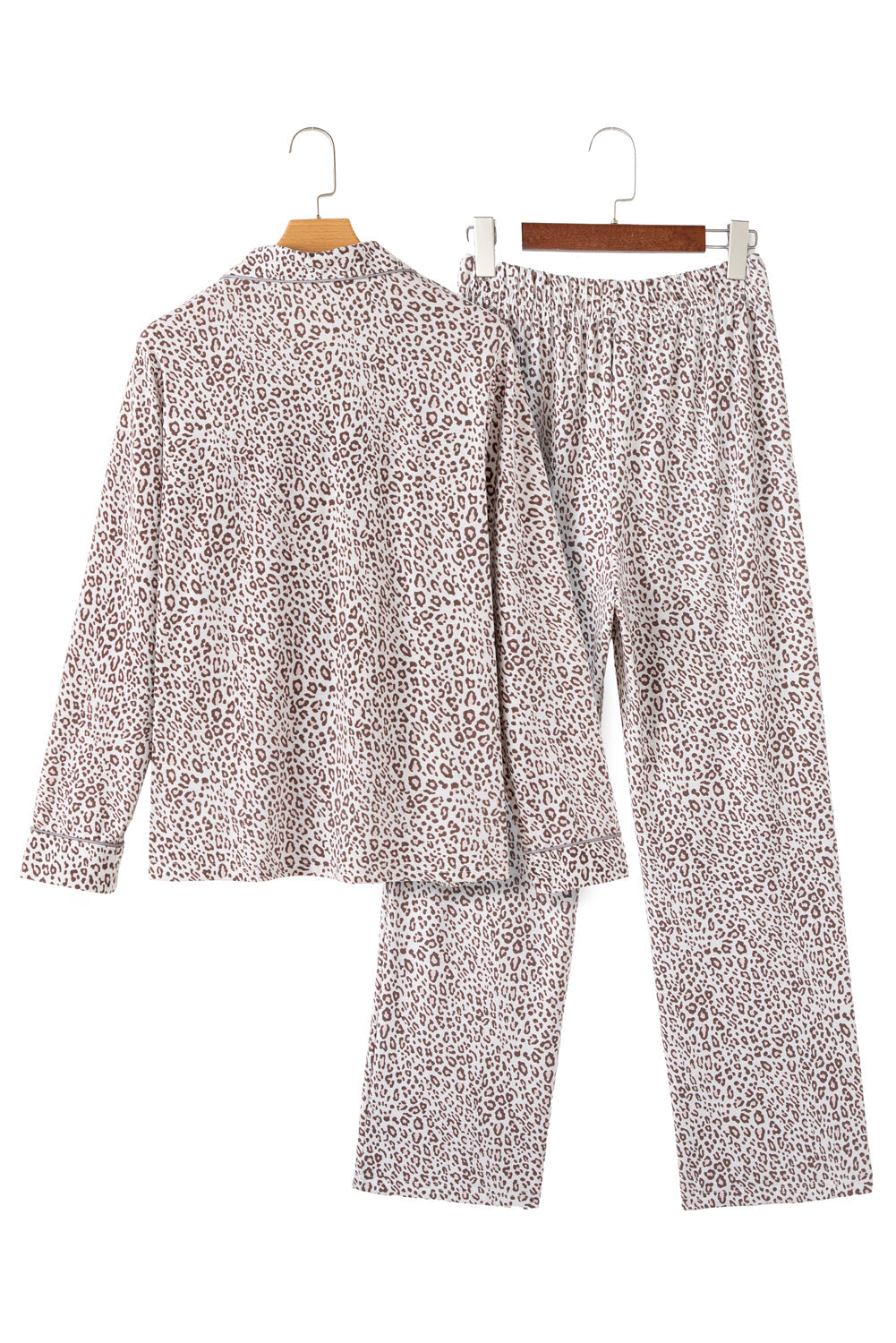 White Leopard Print Long Sleeve and Trousers Pyjamas Set eAura