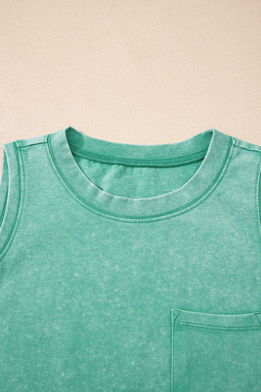 Beau Blue Mineral Wash Patched Chest Pocket Casual Tank Top eAura