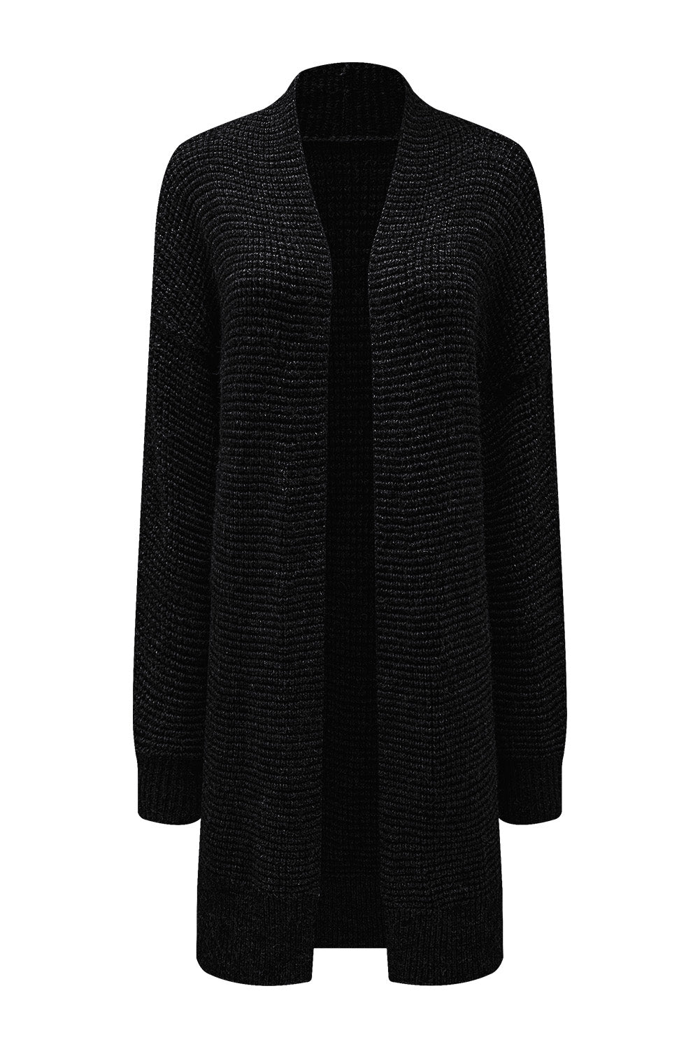 Apricot Plaid Knitted Long Open Front Cardigan eAura