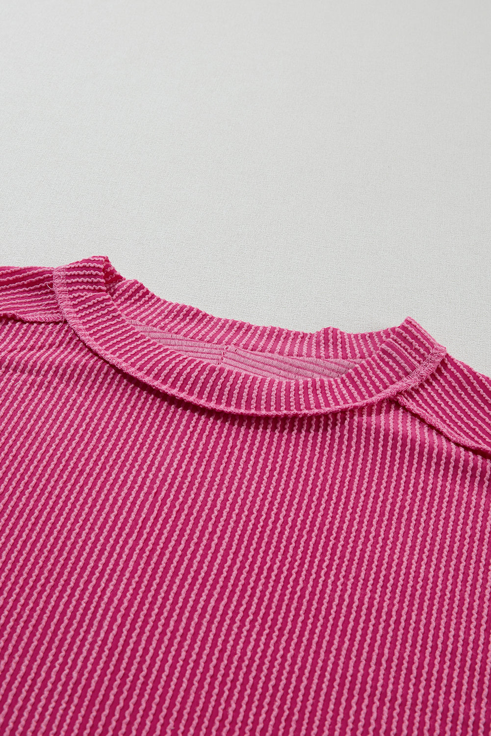 Textured Knit Exposed Stitching T-shirt eAura