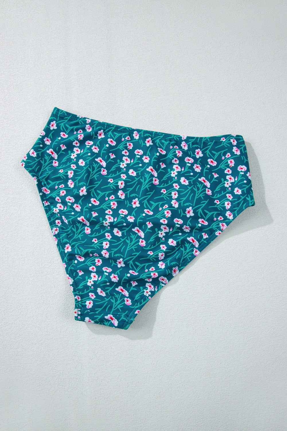 Blue Floral Print Smocked Cute Bikini Set eAura