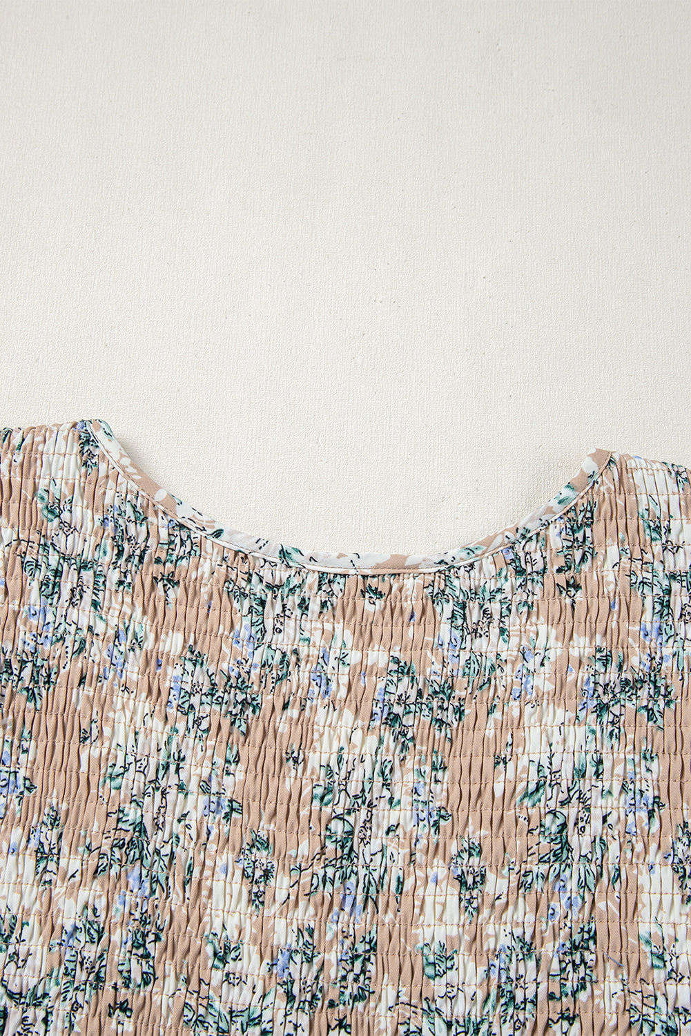 Khaki Maple Grove Floral Smocked Puff Sleeve Long Dress eAura