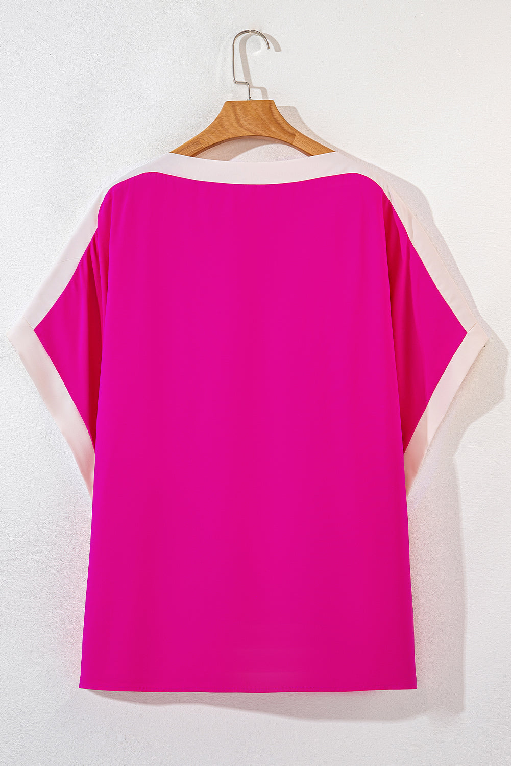 Rose Red Oversized Colour Block Boat Neck Tunic Blouse eAura