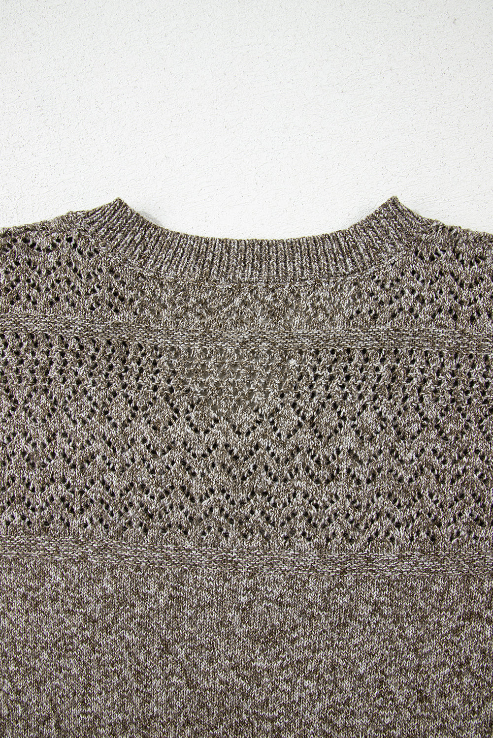 Black Eyelet Pattern Detail V Neck Drop Shoulder Sweater eAura