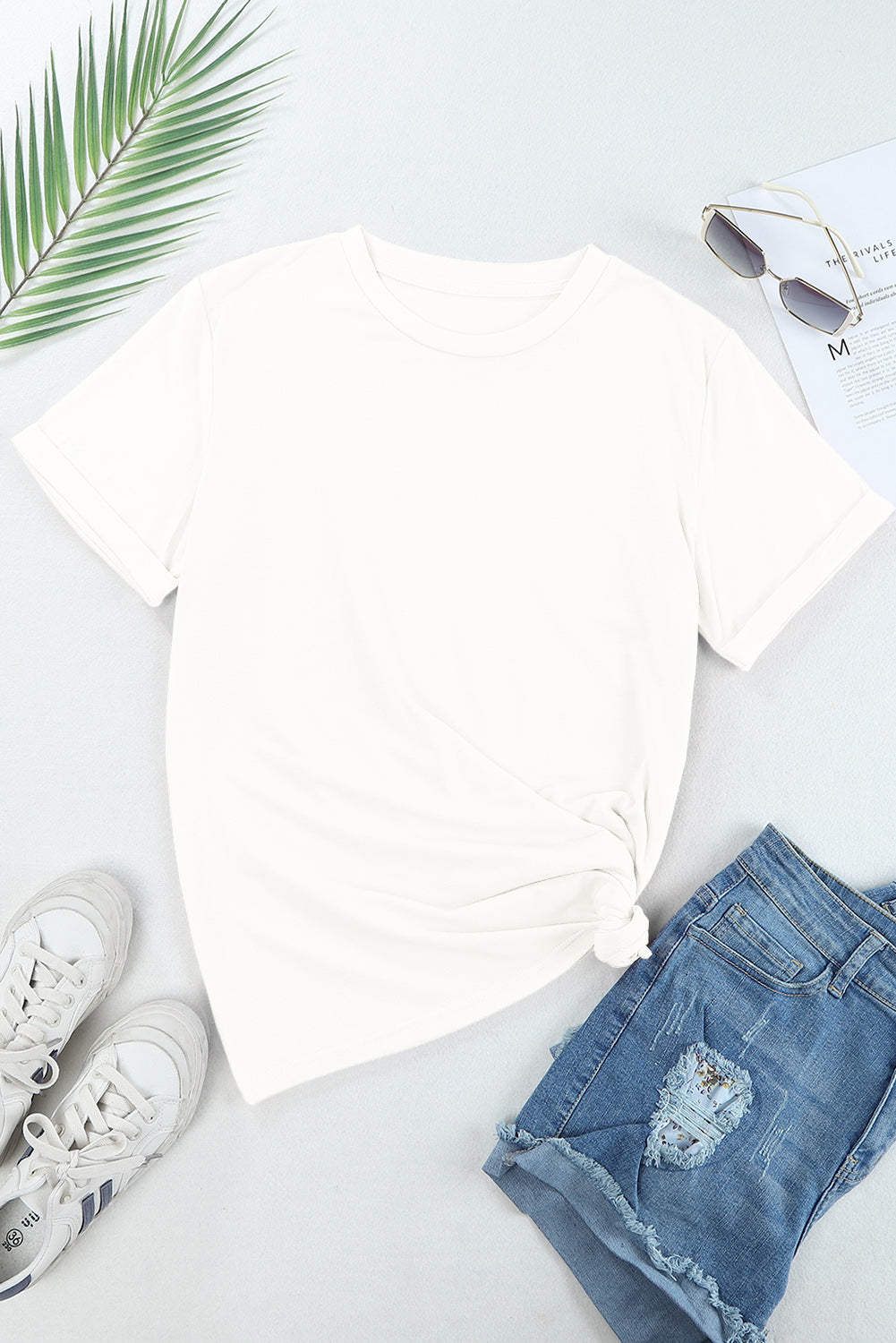 Casual Plain Crew Neck Tee T-Shirt Dear-Lover Dropshipping