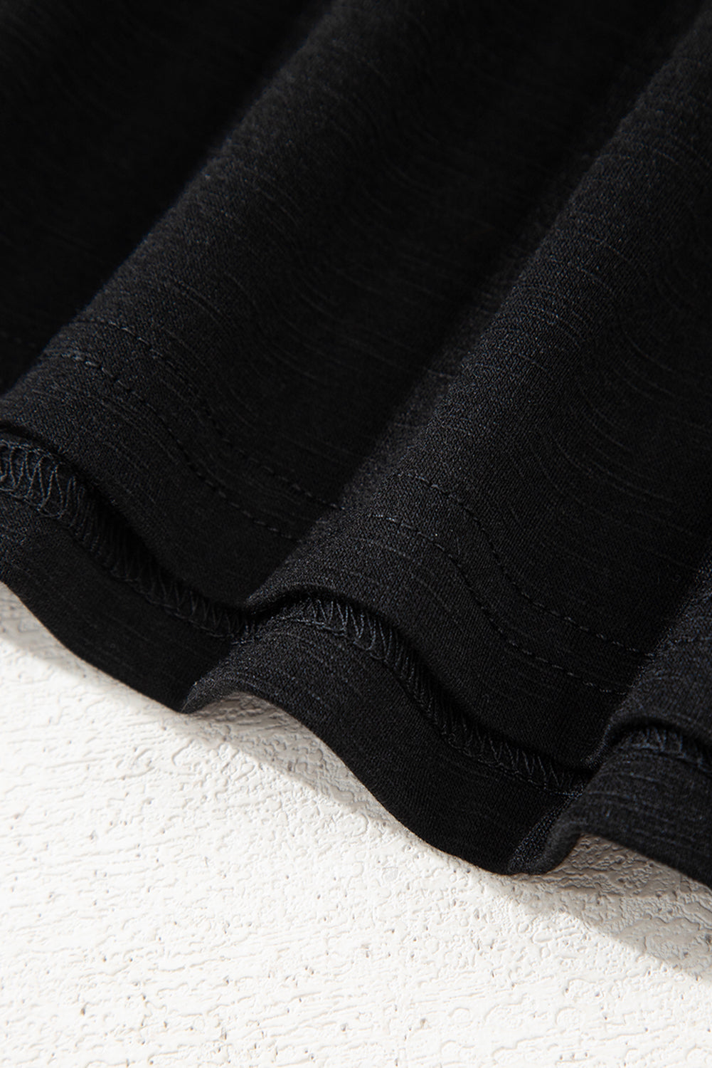 Black Shirred Yoke Notched V-Neck Tank Top eAura