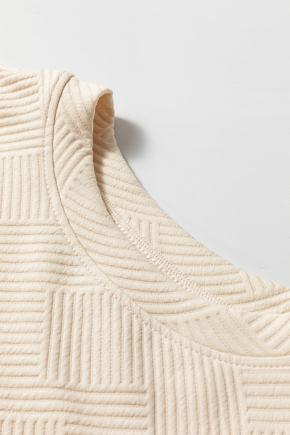 White Contrast Floral Sleeve Textured Drop Shoulder Knit Top eAura