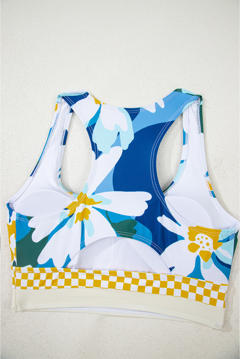 Blue Floral Print Racerback Cutout High Waist 2pcs Bikini eAura