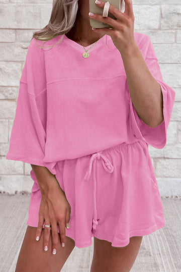 Baggy V Neck Half Sleeve Tee and Shorts Co-ord Set eAura