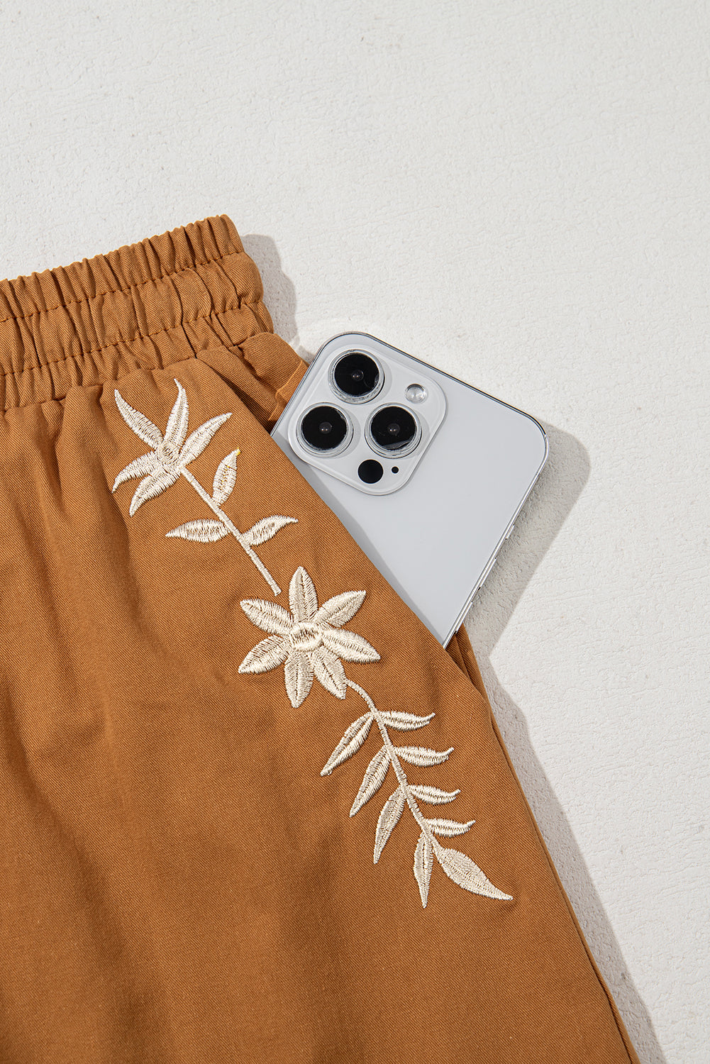 Embroidered Boho Tasseled Drawstring Elastic Waist Casual shorts eAura