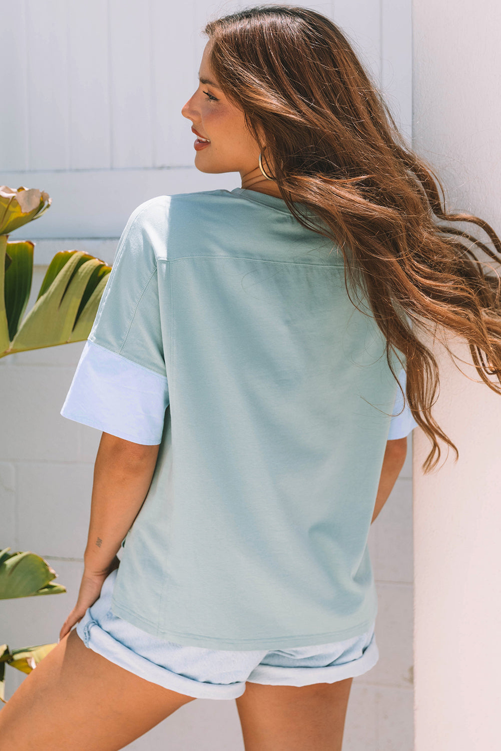 Green Frayed Star Patched Oversize T Shirt eAura