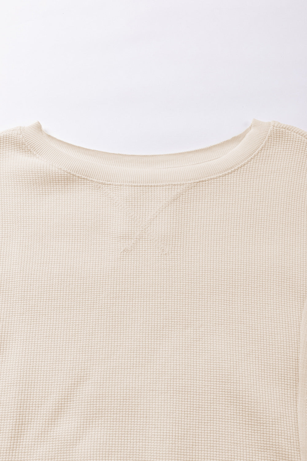 White Waffle knit Bishop Sleeve Split Oversized Top eAura